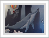 Wall Art by Allyson, Blue seascape, nursery room mural, mural, wall art, blue mural